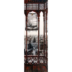 K Mehmood, 24 x 72 Inch, Acrylic and Charcoal on Canvas, Cityscape Painting, AC-KHM-007